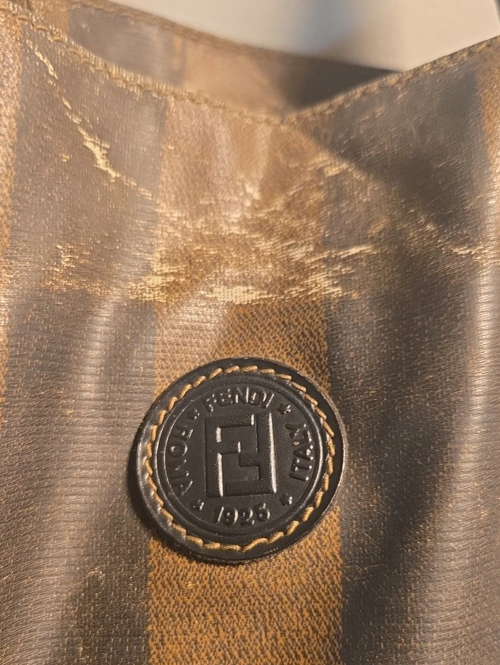 Fendi Rehab Brown and Black Vertical Stripe Hobo Bag